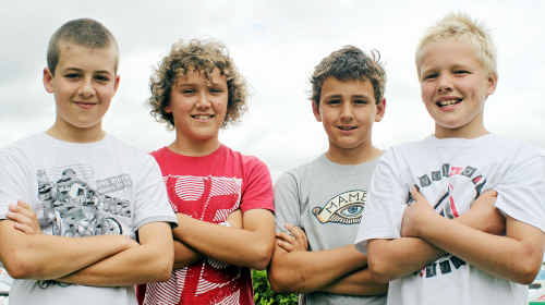 Allora Swim Club members primed and ready for the 2010 McDonald’s Queensland Championships. (From left) Nick Gardner, 12, Sam Delaney, 12, Brendan Hoffman, 9, and Hunter Marsh, 12. Allora Swim Club members primed and ready for the 2010 McDonald’s Queensland Championships. (From left) Nick Gardner, 12, Sam Delaney, 12, Brendan Hoffman, 9, and Hunter Marsh, 12.